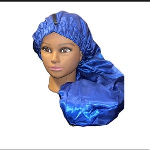 Adult Blue  Long Satin Hair Bonnet